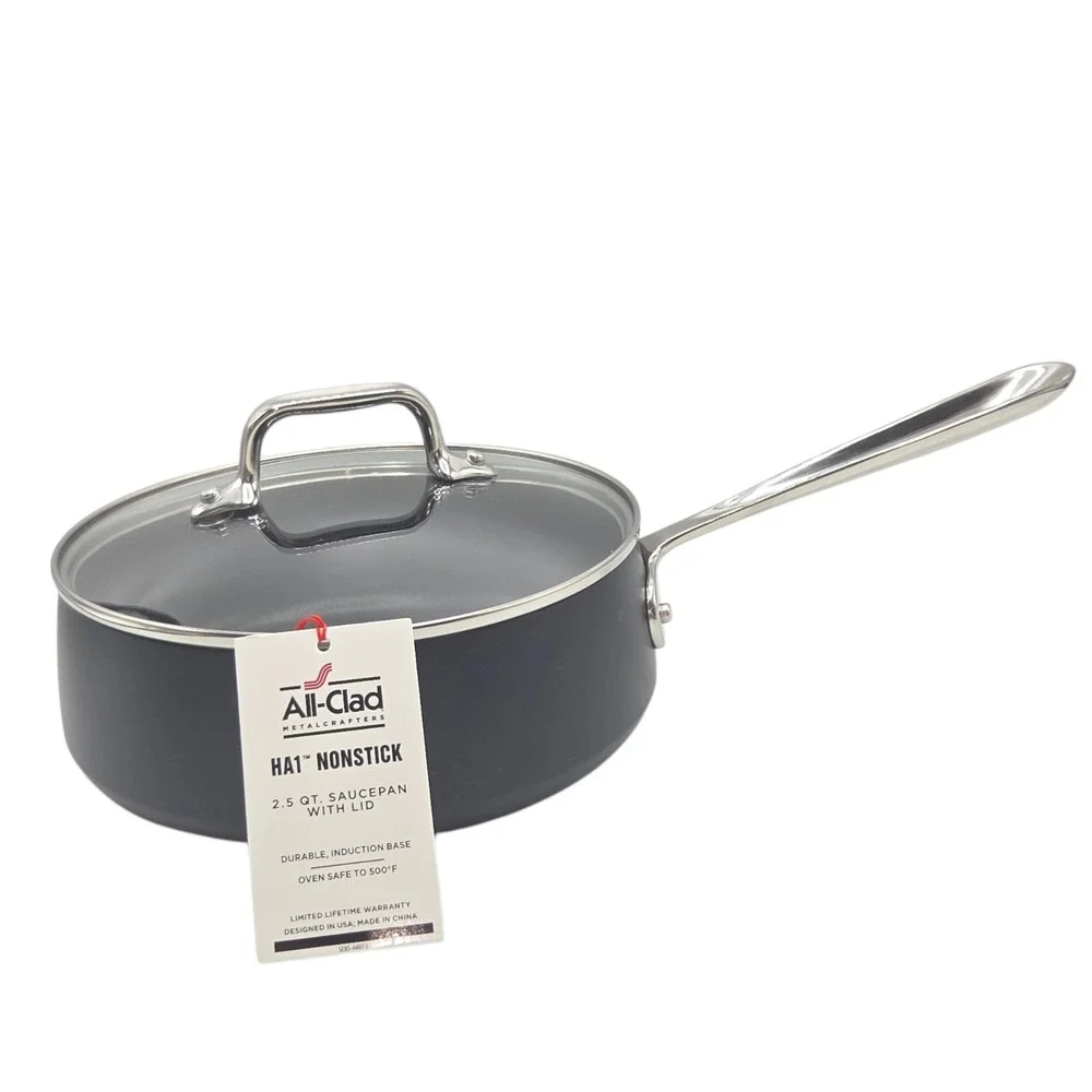 All-Clad HA1 Hard Anodized Nonstick Cookware Saucepan With Lid 2.5Qt‎ Induction